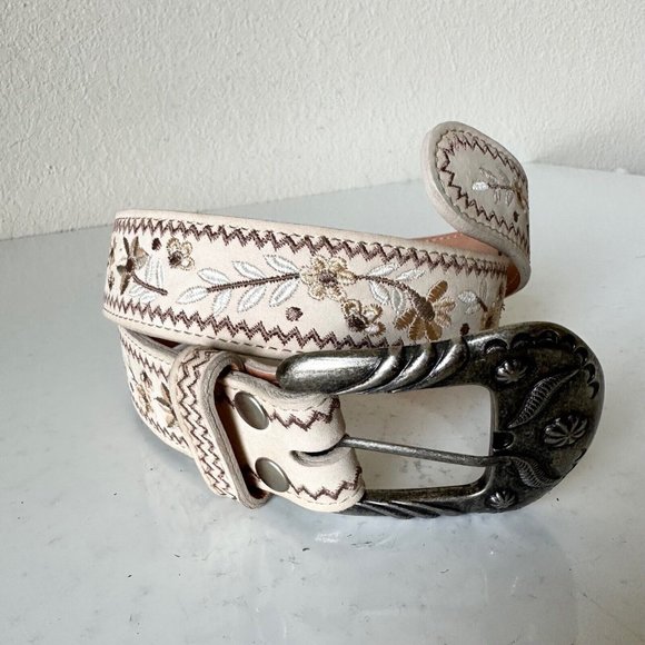 NEW Lane Boots LANDRUM Western Belt M Embroidery Bone Leather Southwest Cowboy - Picture 3 of 10